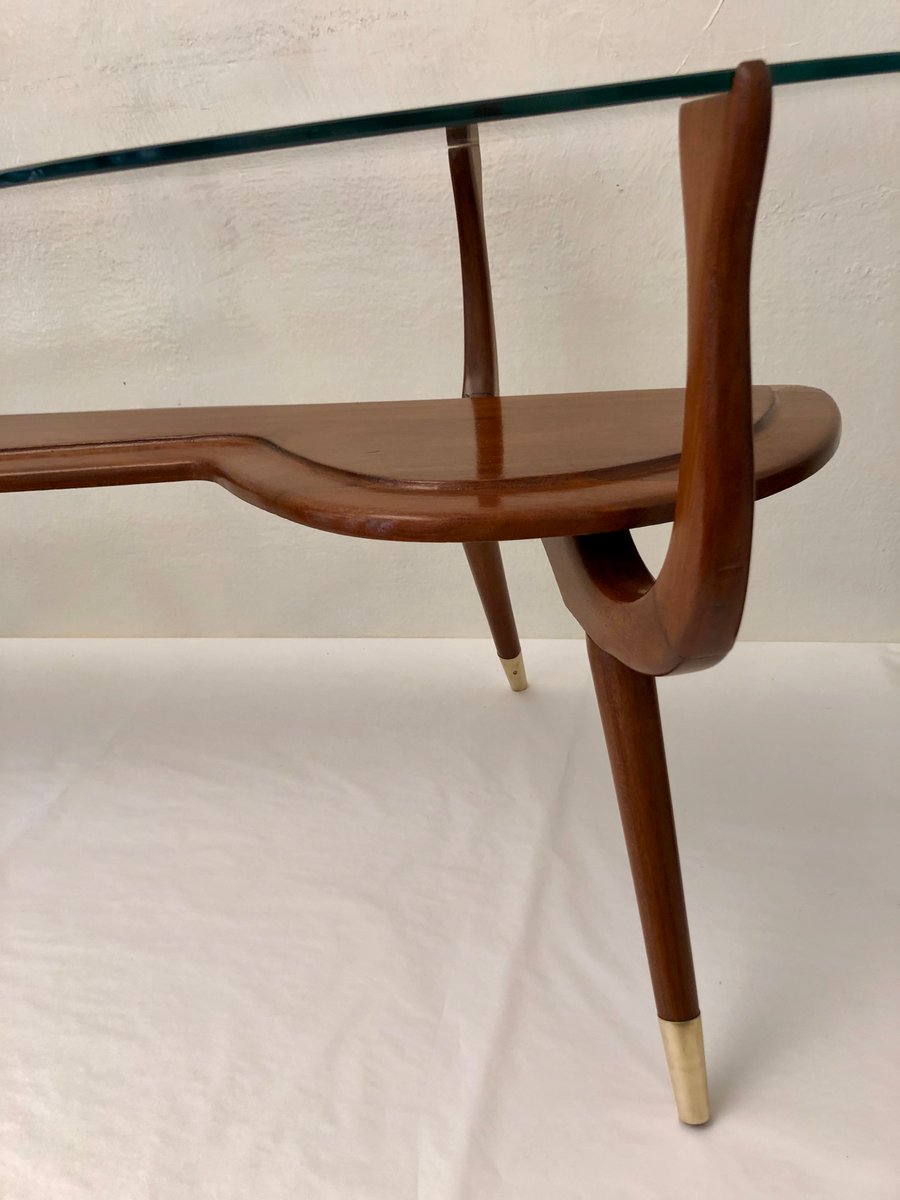 Mid-Century Italian Brass and Glass Coffee Table, 1950s for sale at Pamono