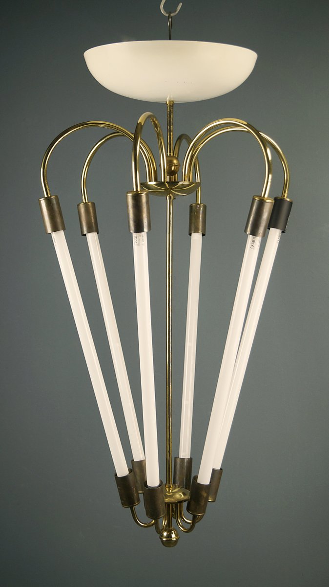 Large German Brass Metal Theater Ceiling Lamp 1950s For Sale At