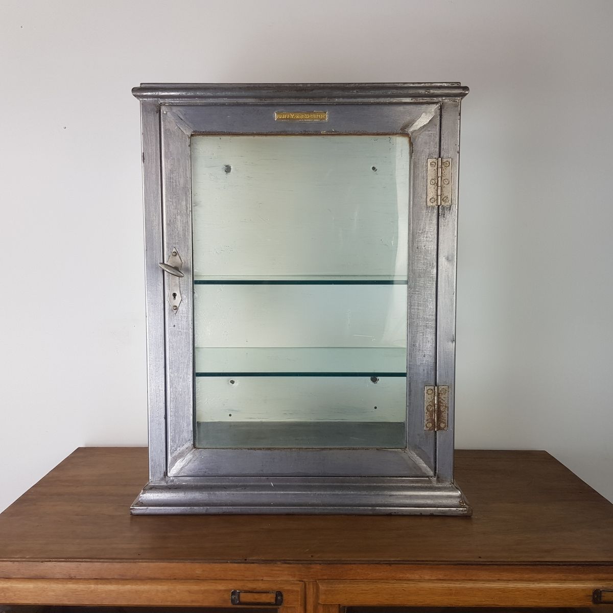 Mid Century Industrial Steel Glass Medicine Cabinet 1950s For