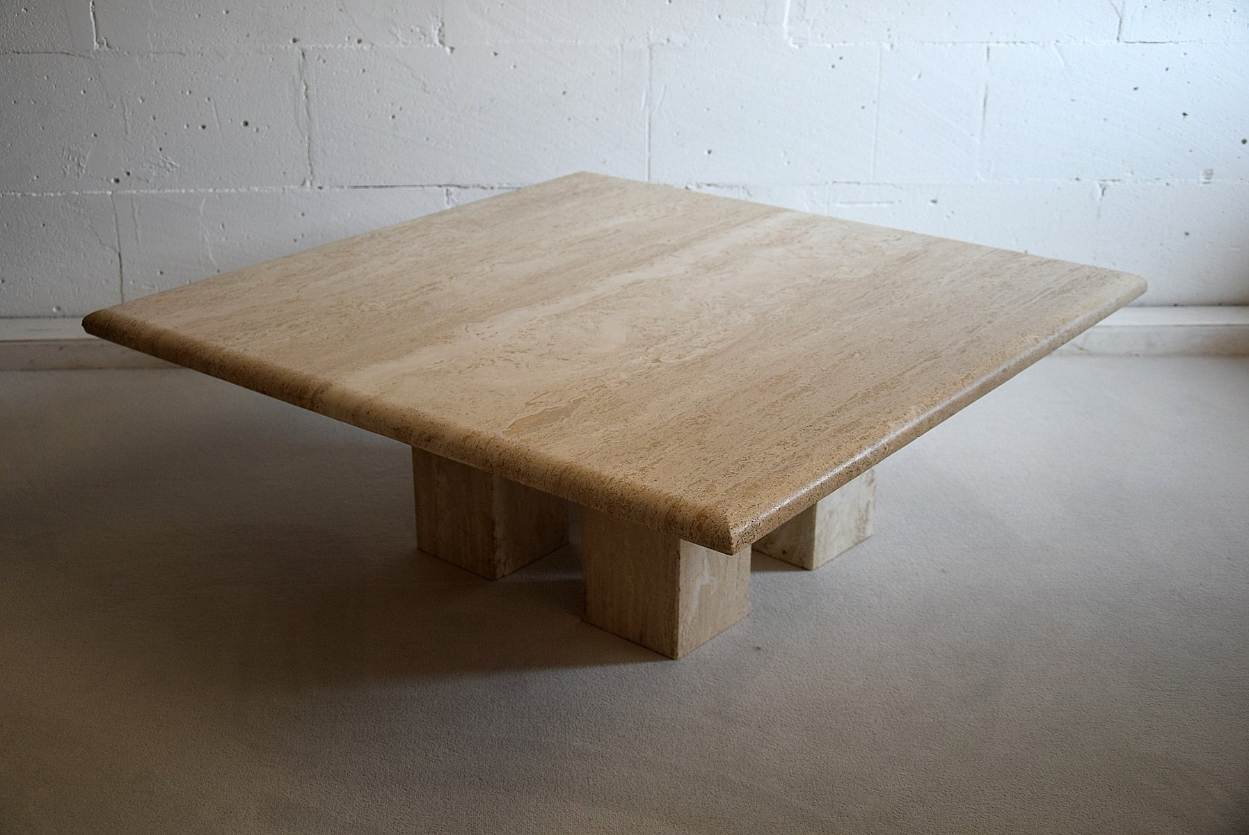 Vintage Italian Travertine Coffee Table, 1970s for sale at Pamono