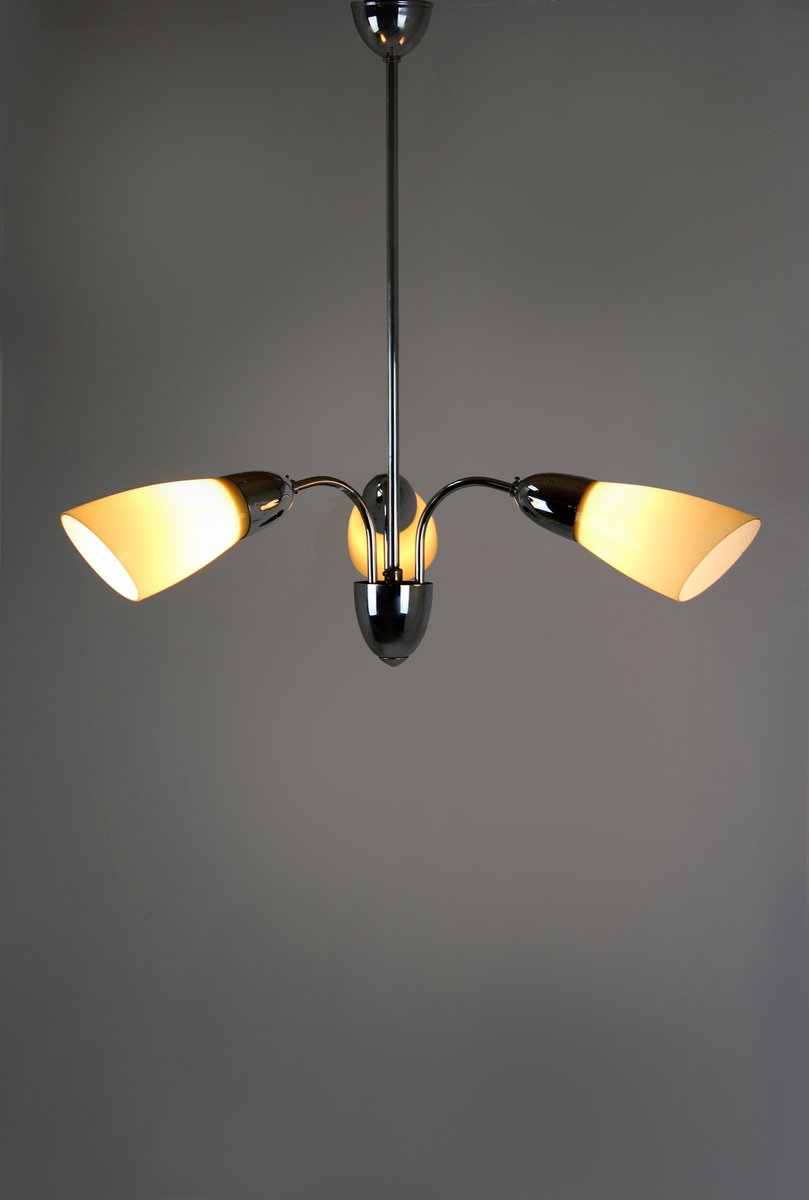 Vintage Chrome 3 Arm Ceiling Lamp From Instala Decin 1950s