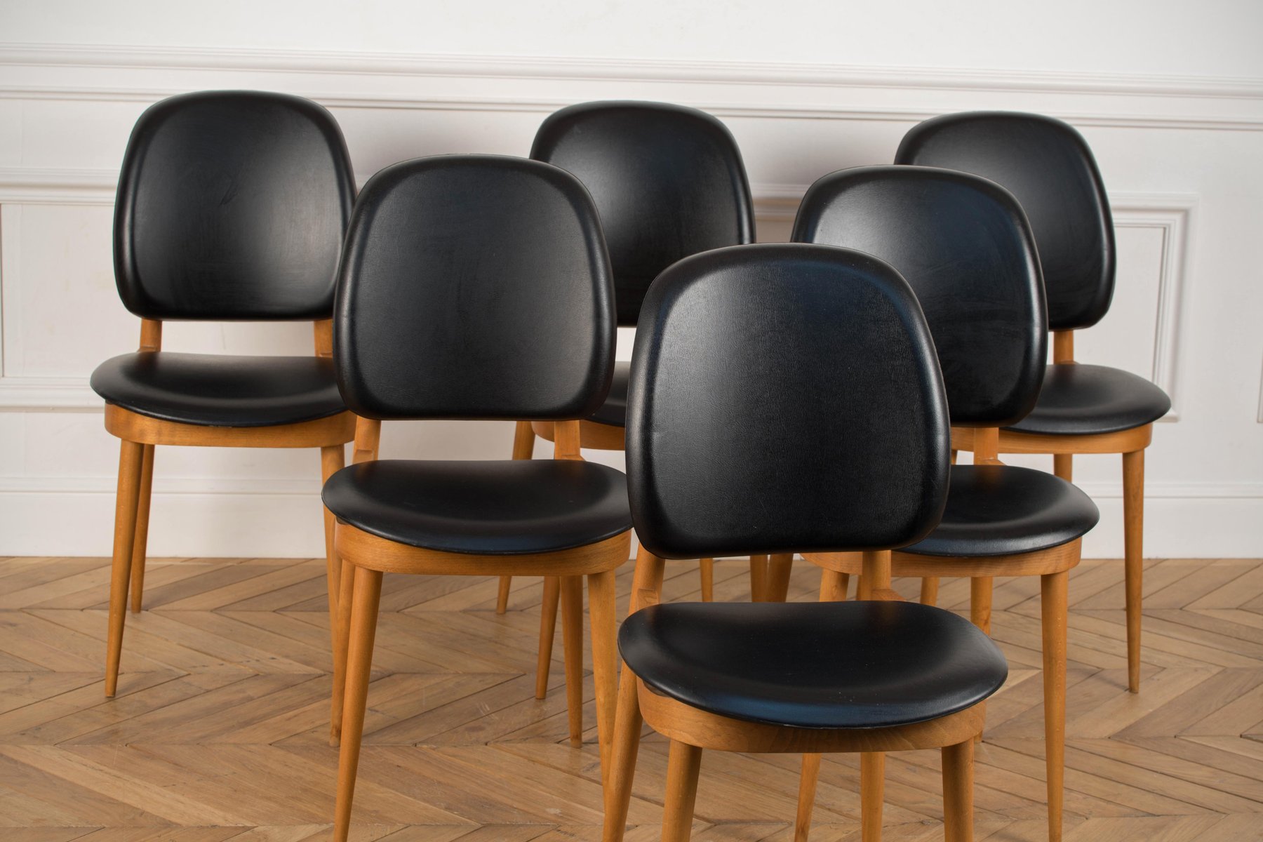 Sillas Pegase francesas de arce de Pierre Guariche para Baumann, años