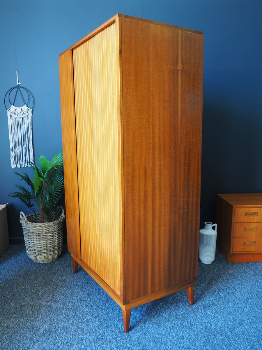 Mid Century Teak Wardrobe With Tambour Door From Austinsuite