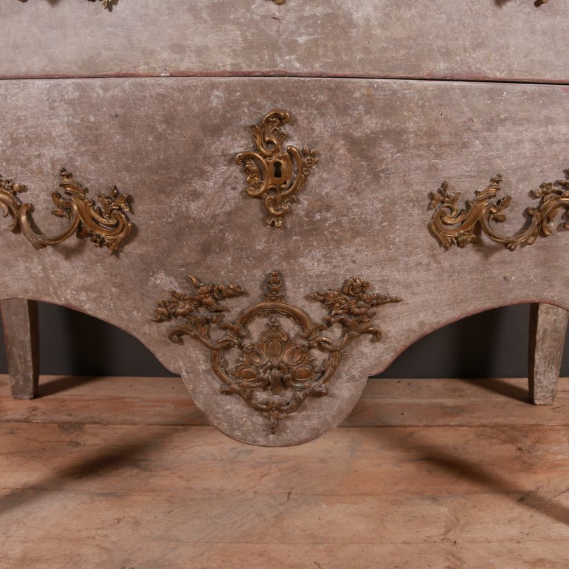 Antique Rococo Style French Wood Marble Commode