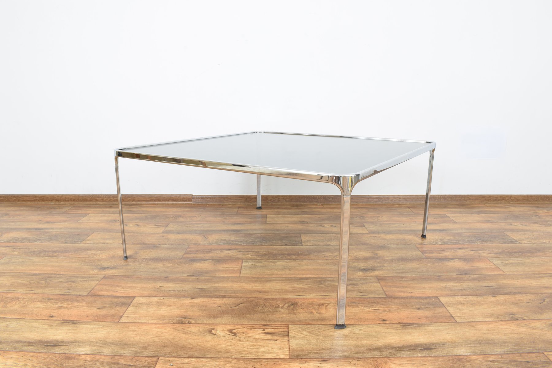 Table Basse en Verre Fumé et Plaqué Chrome, Italie, 1970s en vente sur