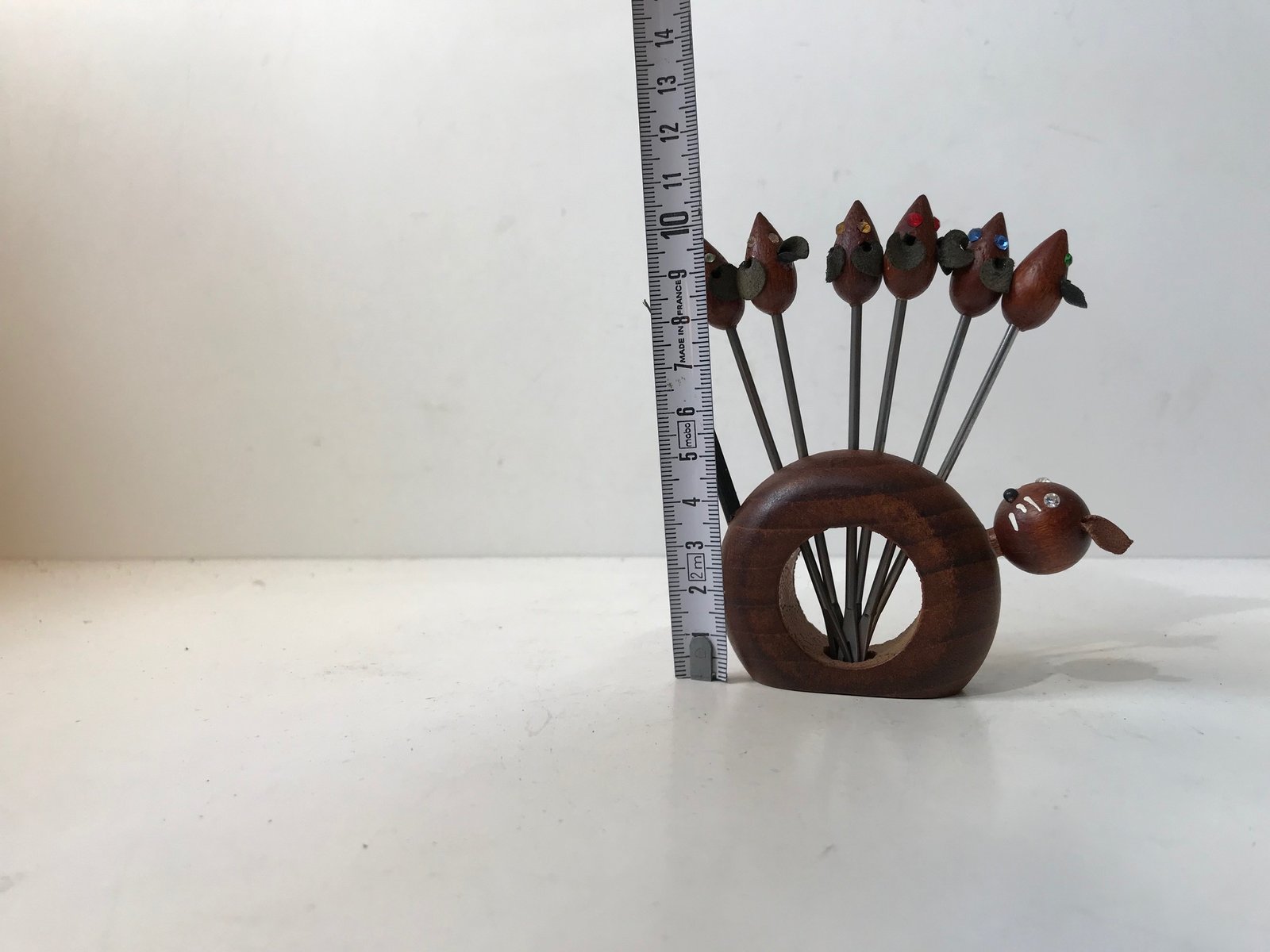 Skandinavisches modernes dänisches Zahnstocher-Set mit Halterung aus