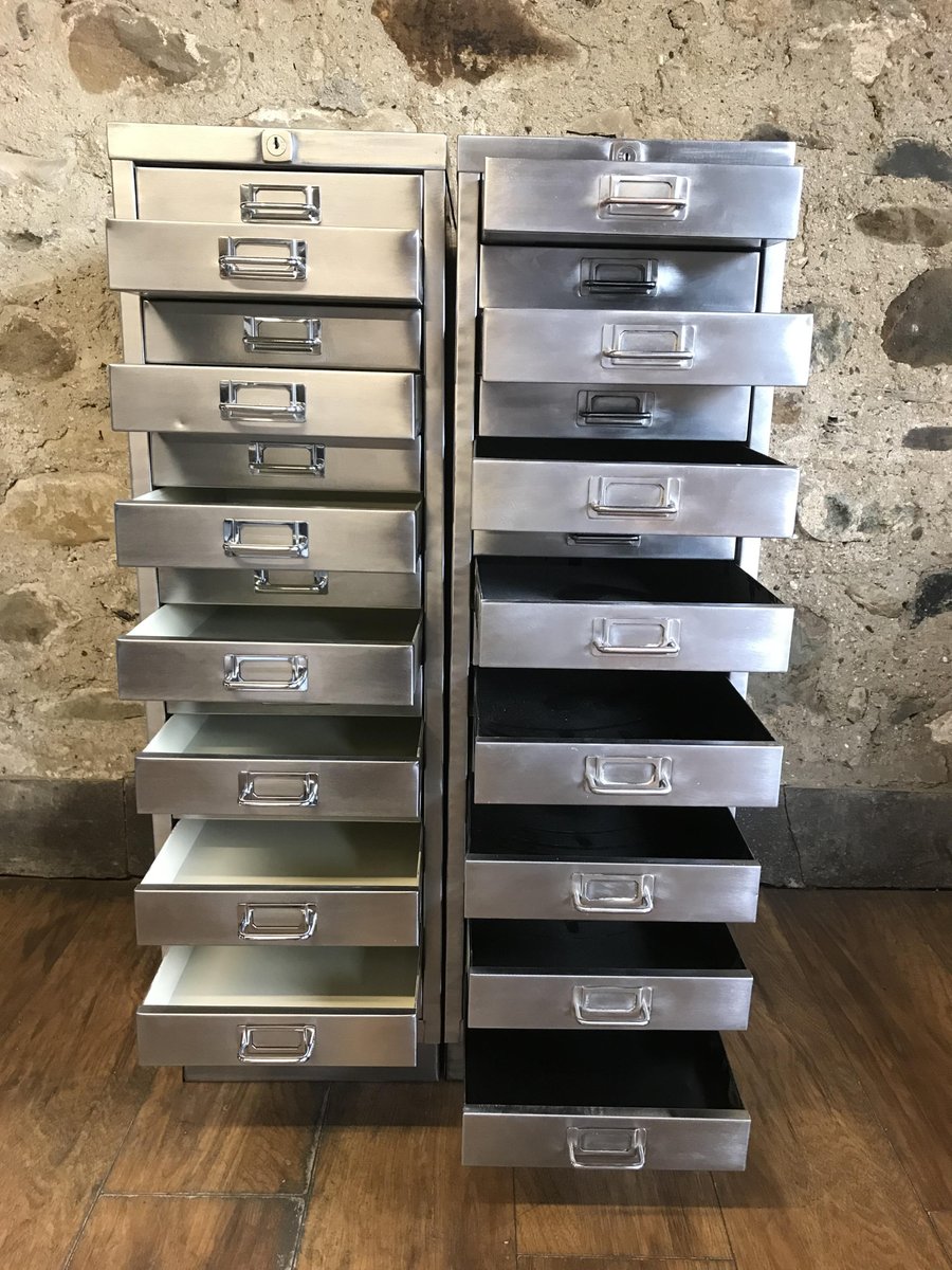 Vintage Industrial Steel Cabinets 1970s Set Of 2 For Sale At Pamono