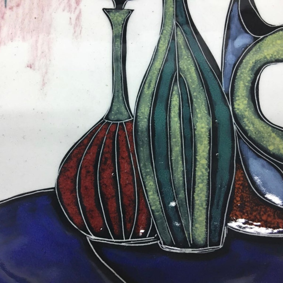 Assiette murale en céramique majolique Vallauris en trompe-l'œil motif