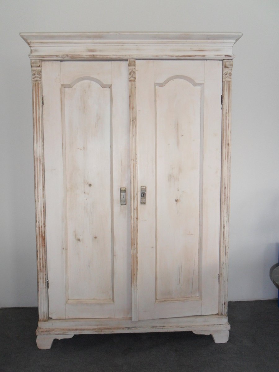 Antique Painted Wooden Wardrobe for sale at Pamono