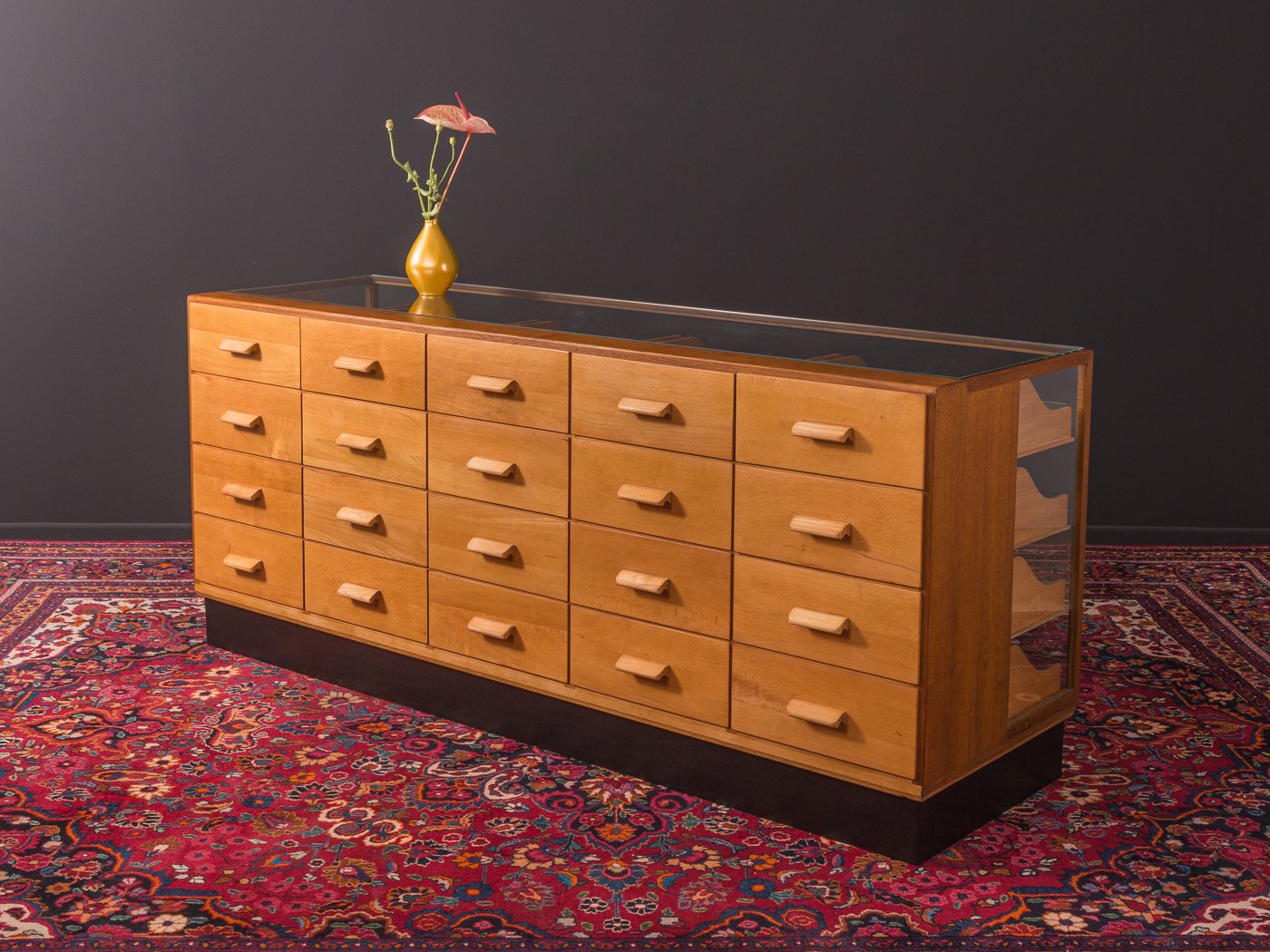Industrial German Beech And Glass Credenza 1950s For Sale At Pamono