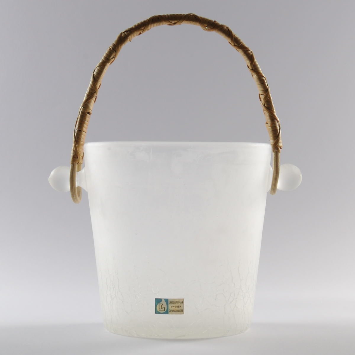 Frosted Glass Ice Bucket by Gunnar Ander for Lindshammar, 1960s for