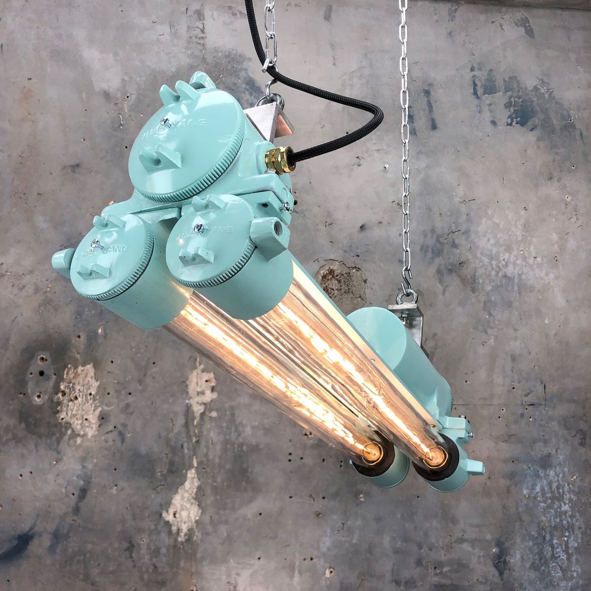 Industrielle Deckenlampe aus Aluminium & Messing von Daeyang, 1970er