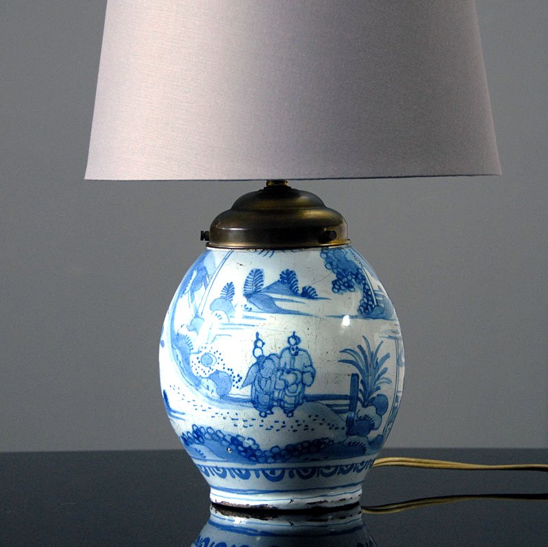 Antique Table Lamp from Royal Delft, 1890s for sale at Pamono
