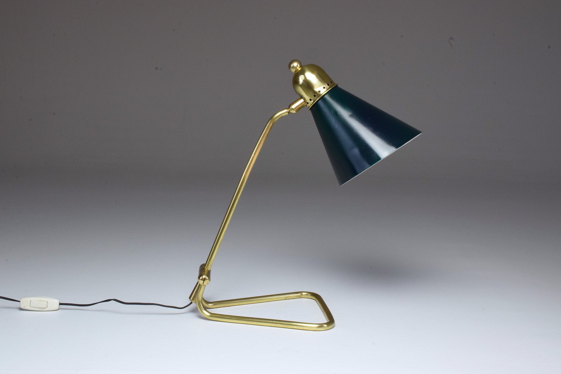 Lampe de Bureau Vintage en Laiton par Robert Mathieu, France, 1950s en