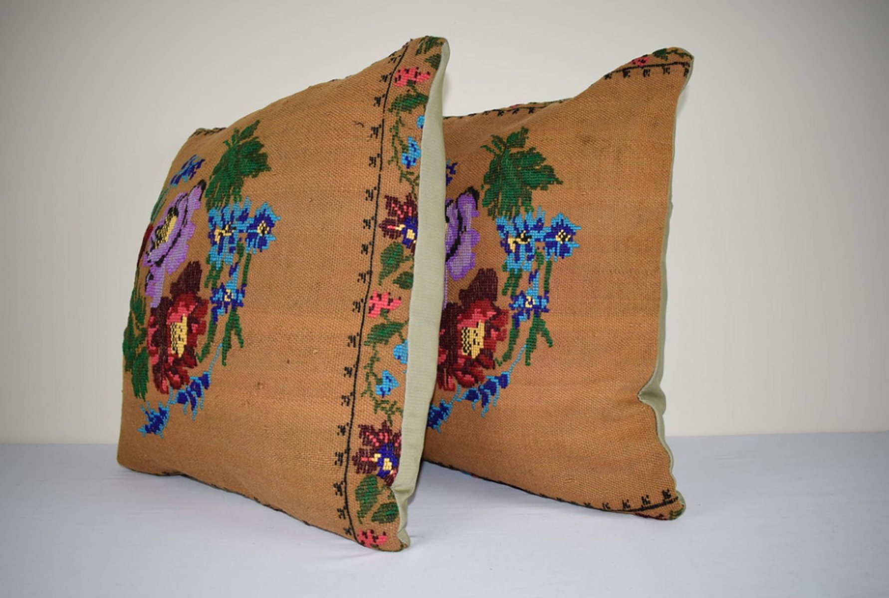 Needlepoint Floral Square  Pillowchair seat
