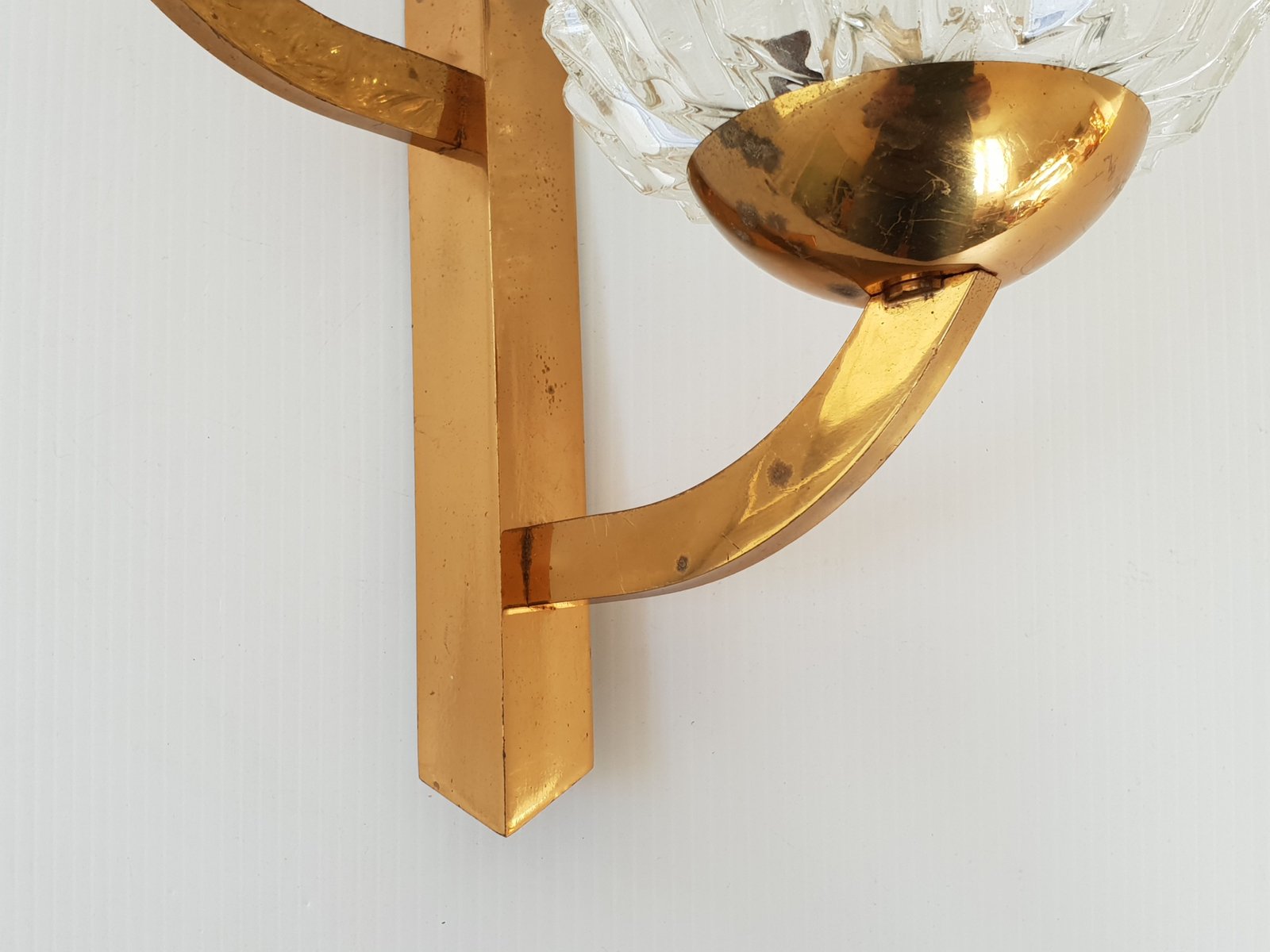 Applique vintage laiton et verre 1950 | Selency