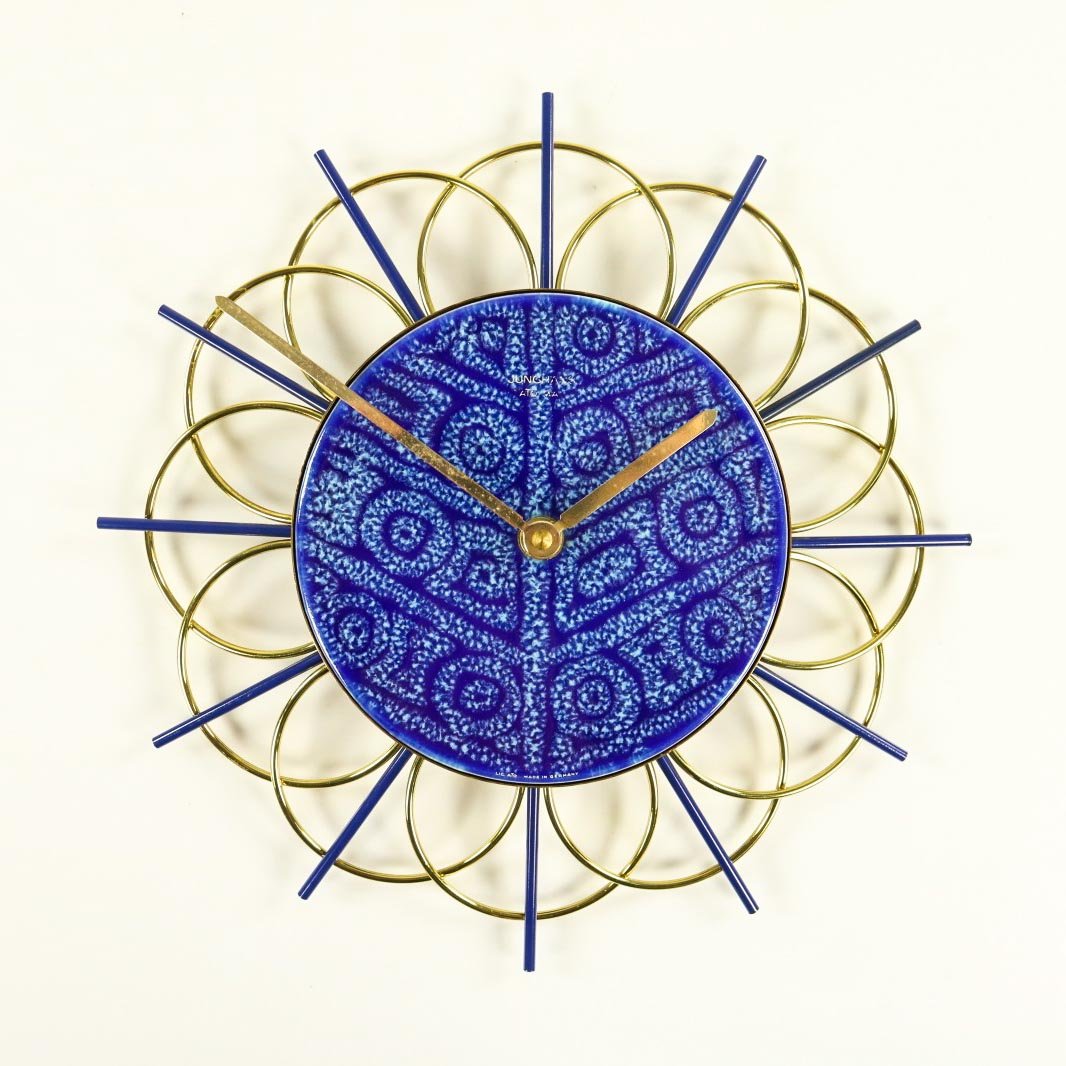 Wanduhr Mit Ziffernblatt Aus Blauer Keramik Von Junghans 1970er Bei Pamono Kaufen