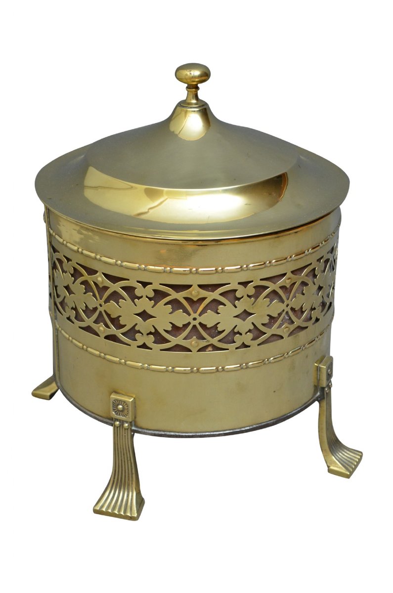 Antique Edwardian Brass Coal Bucket, 1900s for sale at Pamono