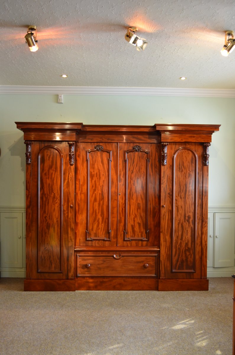 Antique Victorian Mahogany 4 Door Wardrobe For Sale At Pamono