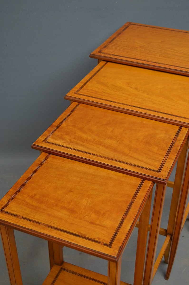 Antique Edwardian Rosewood Nesting Tables, 1890s, Set of 4 for sale at