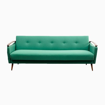 Walnut Blue Fabric Sofa By Luigi Tiengo For Cimon Montréal