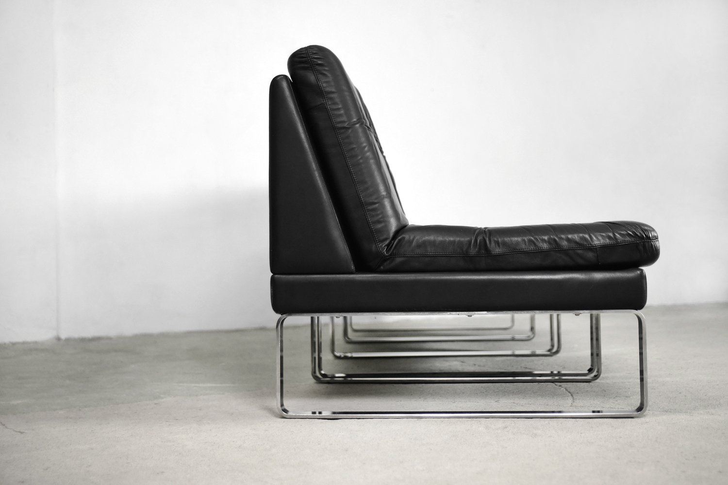 Minimalist German Leather & Chrome Modular Sofa from Klöber, 1980s for ...