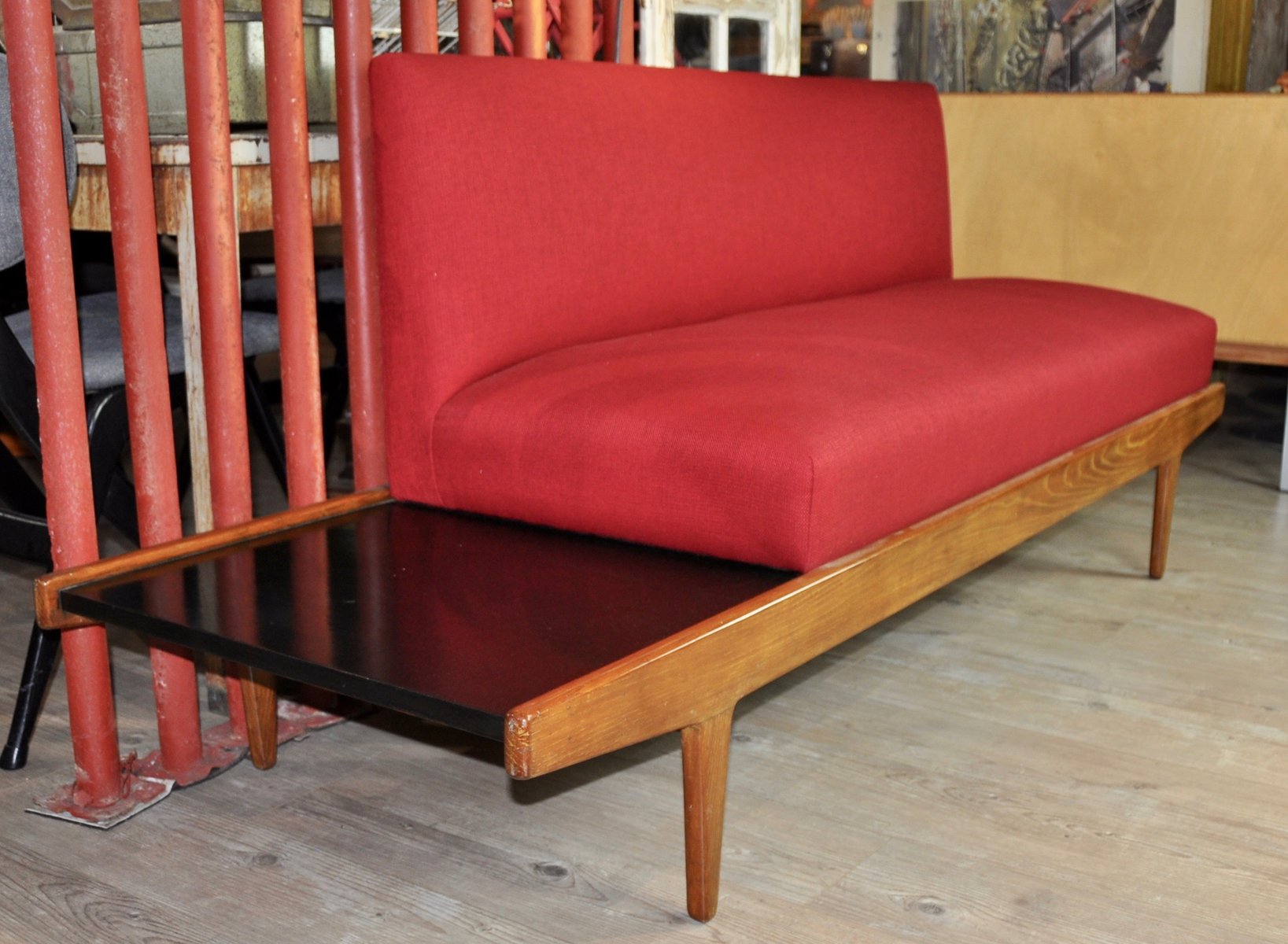 MidCentury Danish Sofa with Integrated Side Table, 1960s for sale at