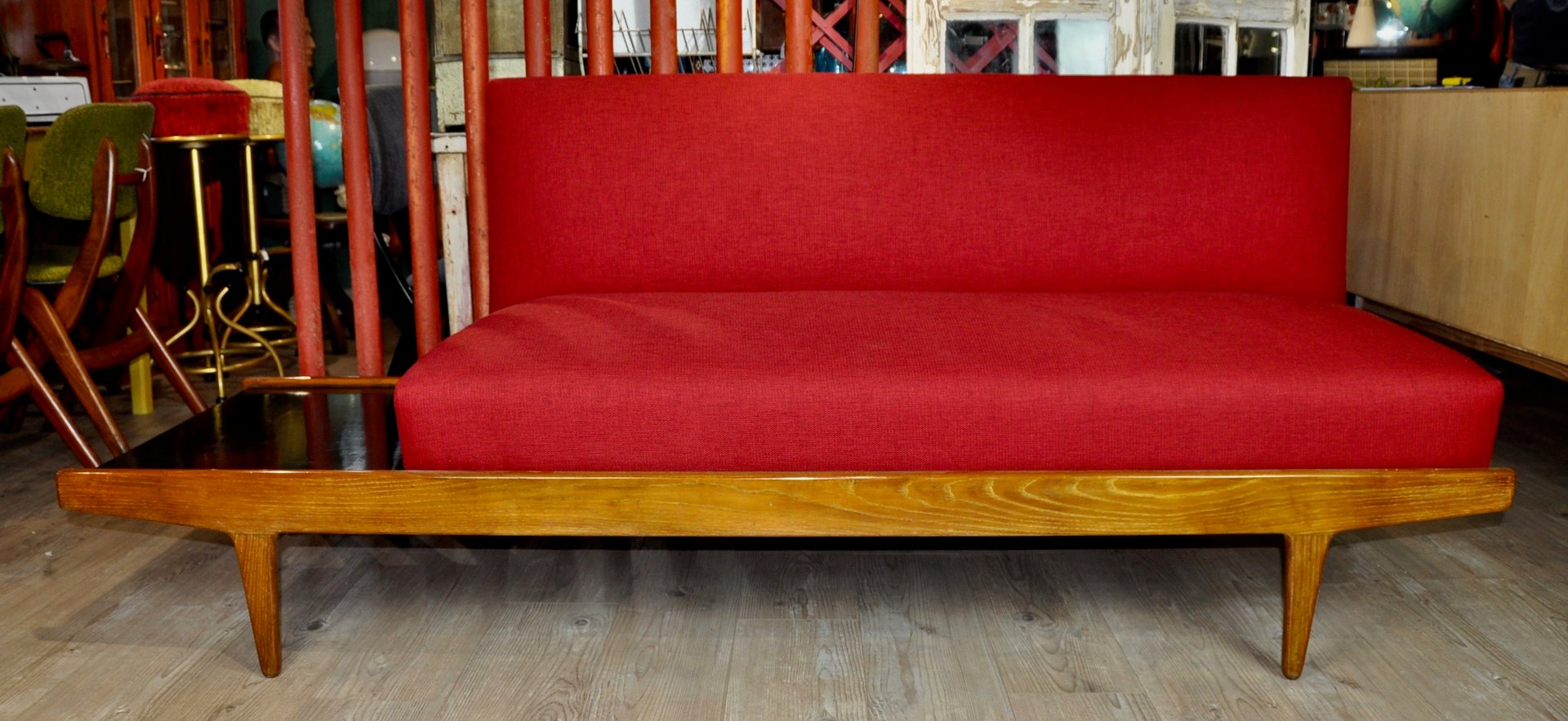MidCentury Danish Sofa with Integrated Side Table, 1960s for sale at