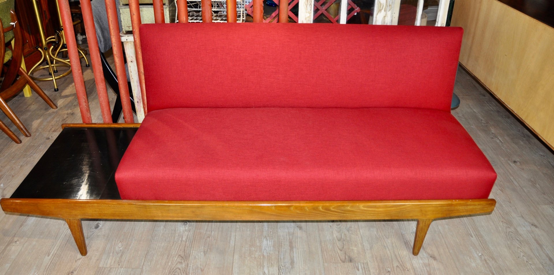 MidCentury Danish Sofa with Integrated Side Table, 1960s for sale at