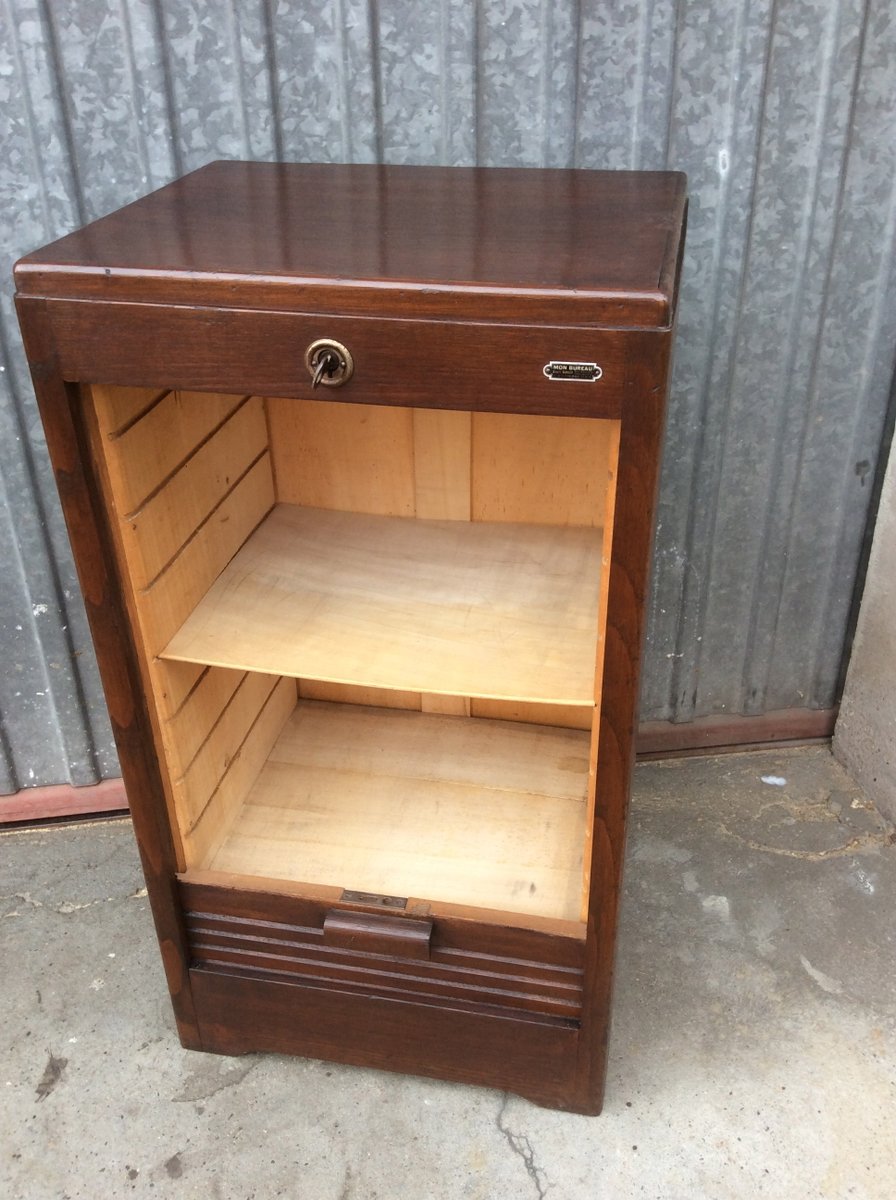 Kleiner französischer Vintage Aktenschrank mit Rolltür bei Pamono kaufen