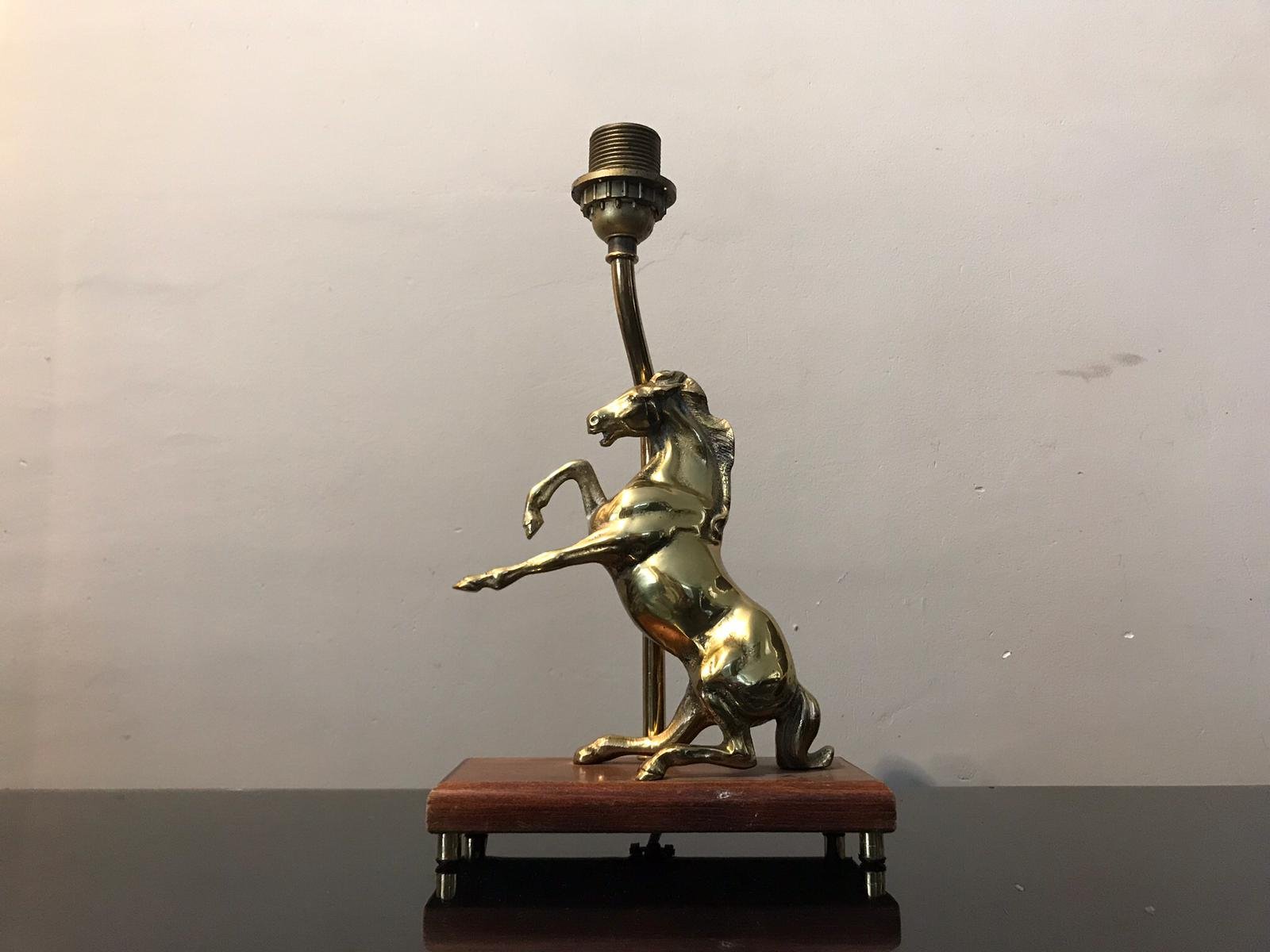 Vintage Solid Brass Horse Table Lamp for sale at Pamono