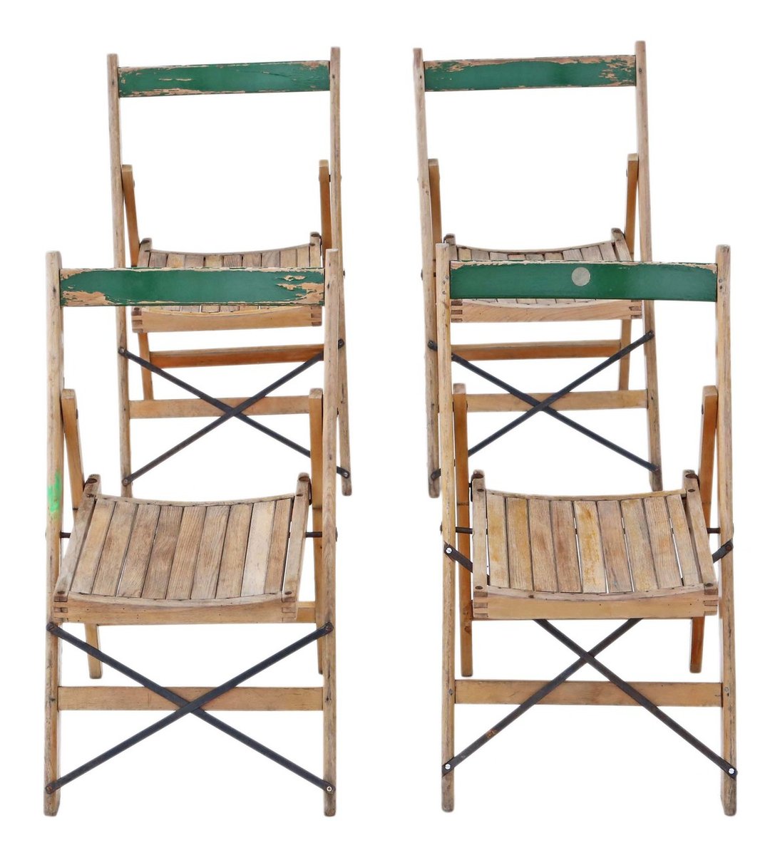 Sillas de cocina plegables de haya, años 50. Juego de 4 en venta en Pamono