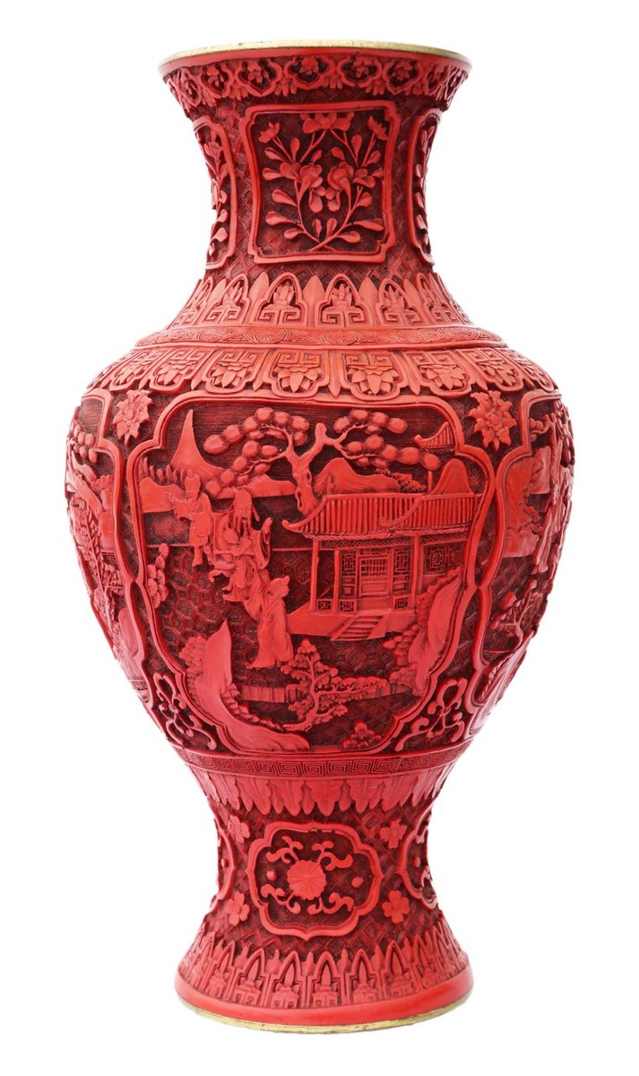 Mid Century Red Cinnabar Lacquer Vase For Sale At Pamono