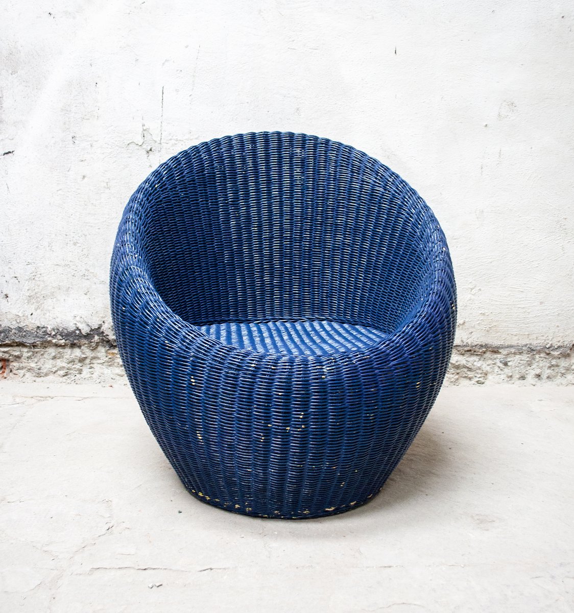 Italienischer Vintage Fußhocker aus Korbgeflecht, 1960er bei Pamono kaufen