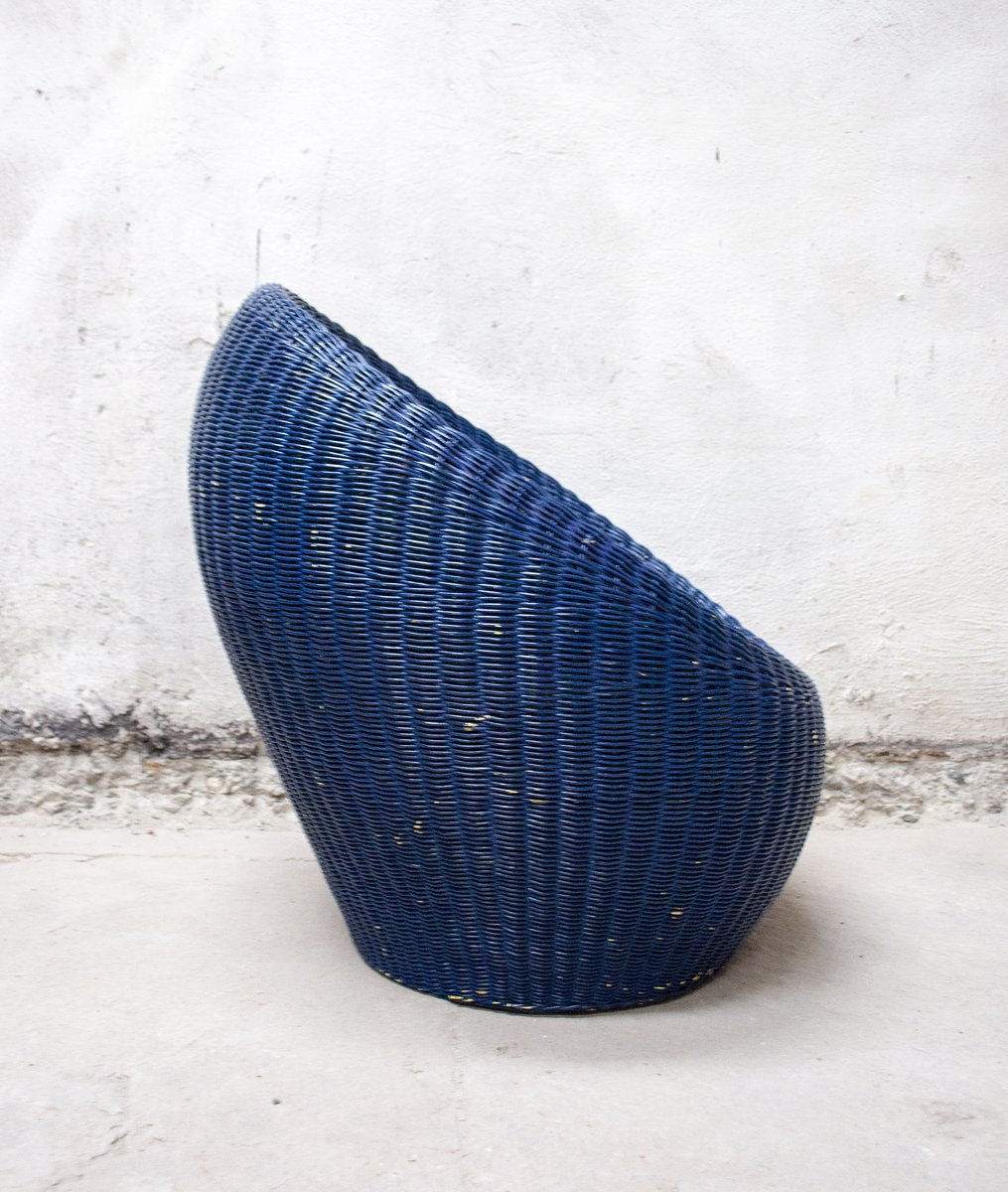 Italienischer Vintage Fußhocker aus Korbgeflecht, 1960er bei Pamono kaufen