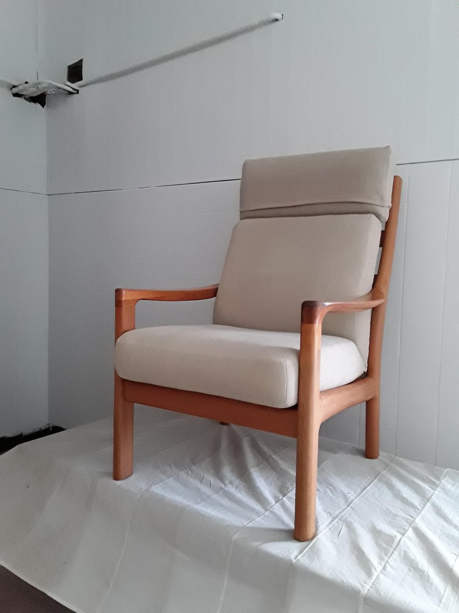 Vintage Danish Teak High Back Lounge Chair from Møbelfabrik