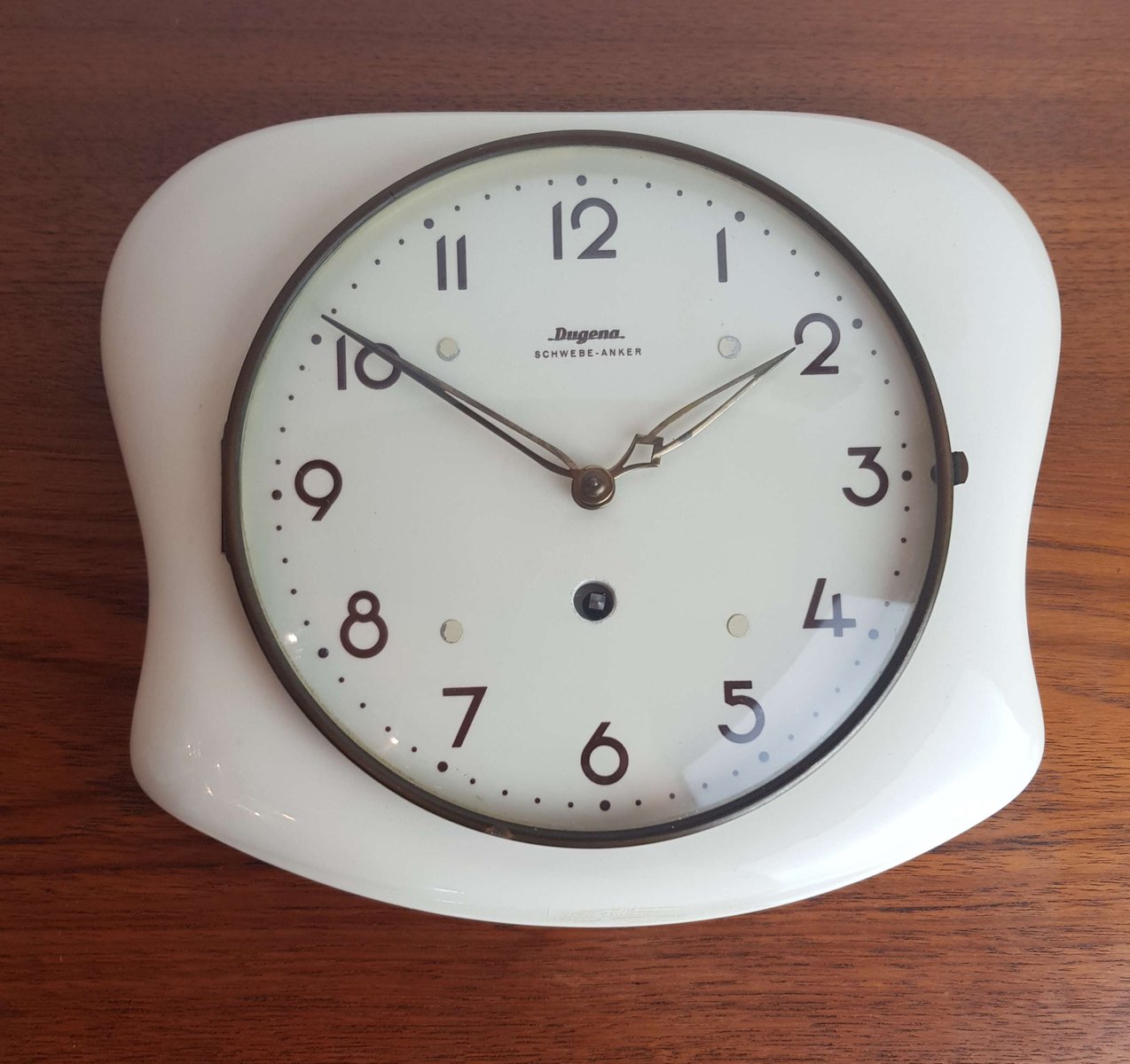 Küchenwanduhr aus Keramik von Dugena, 1950er bei Pamono kaufen