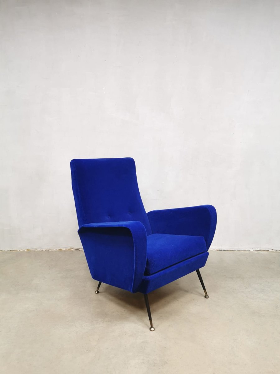 Vintage Italian Royal Blue Lounge Chair, 1960s for sale at Pamono