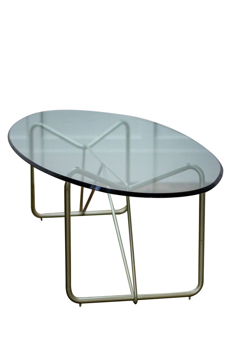Table Basse Ovale MidCentury en Verre en vente sur Pamono