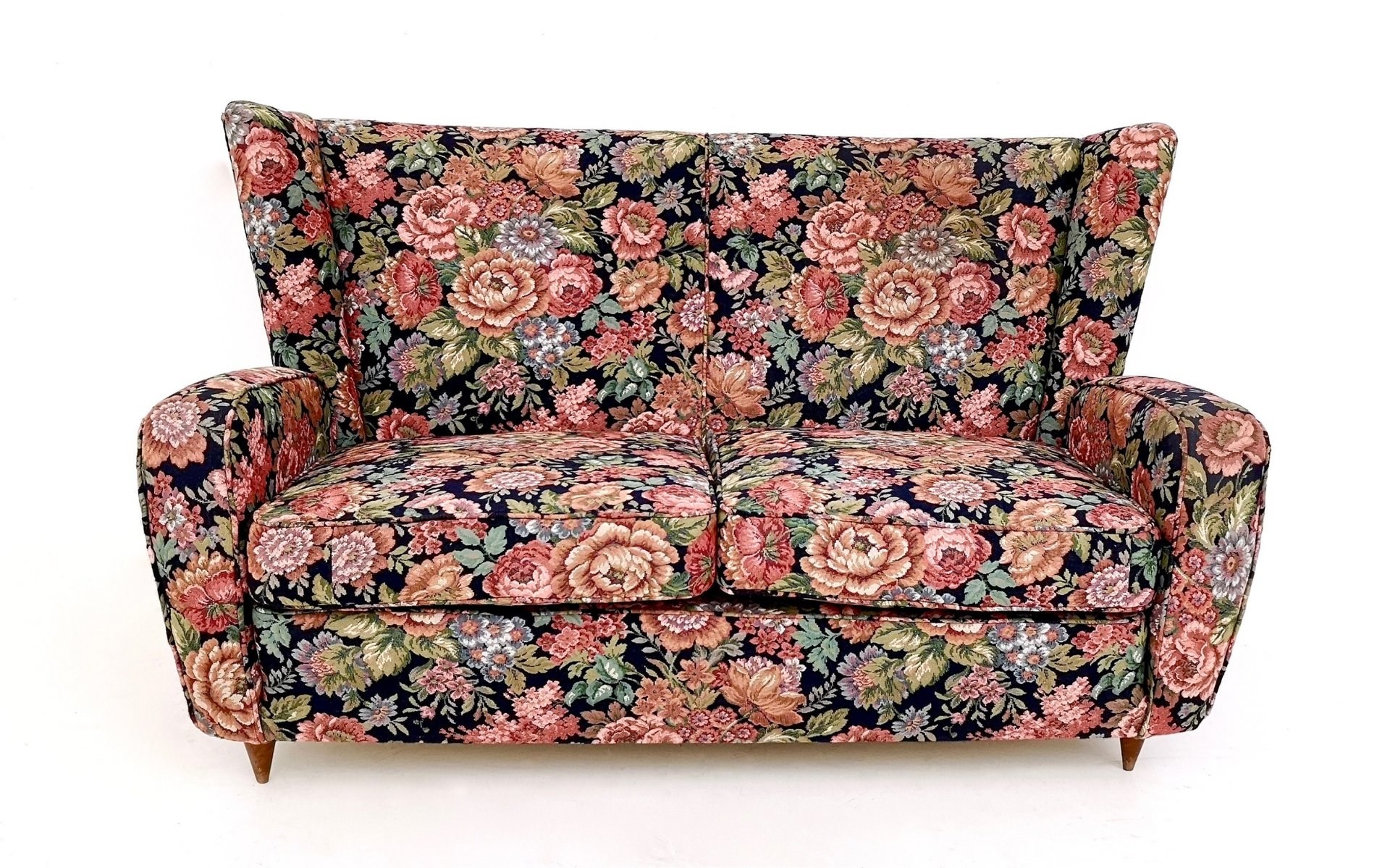 Vintage Italian Floral Fabric Sofa by Paolo Buffa, 1950s