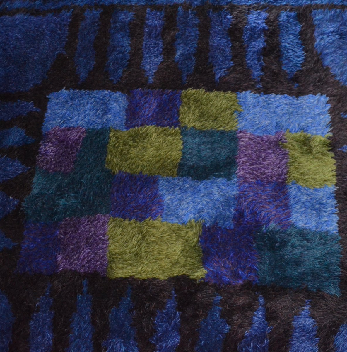 Blue HighPile Rug by Viola gråsten for NK textilkammare, 1966 for sale