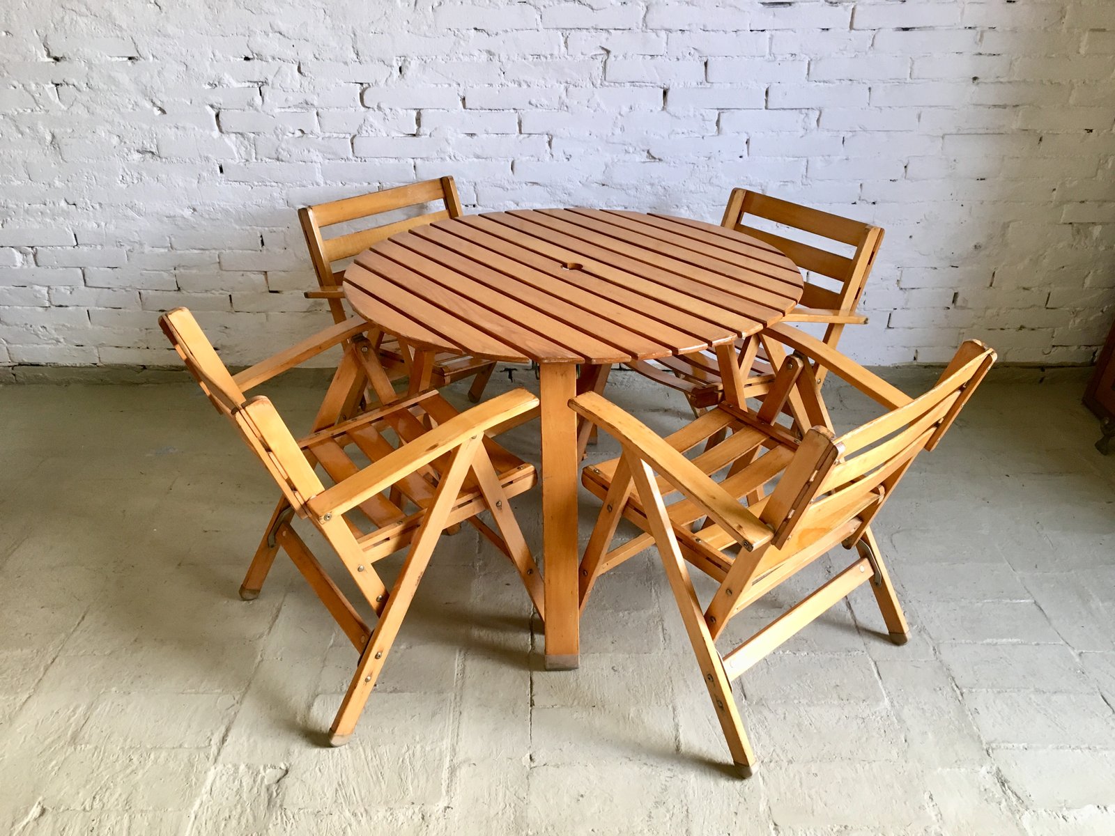 garden table and chairs set from fratelli reguitti 1960s set of 5 ZKN-516146