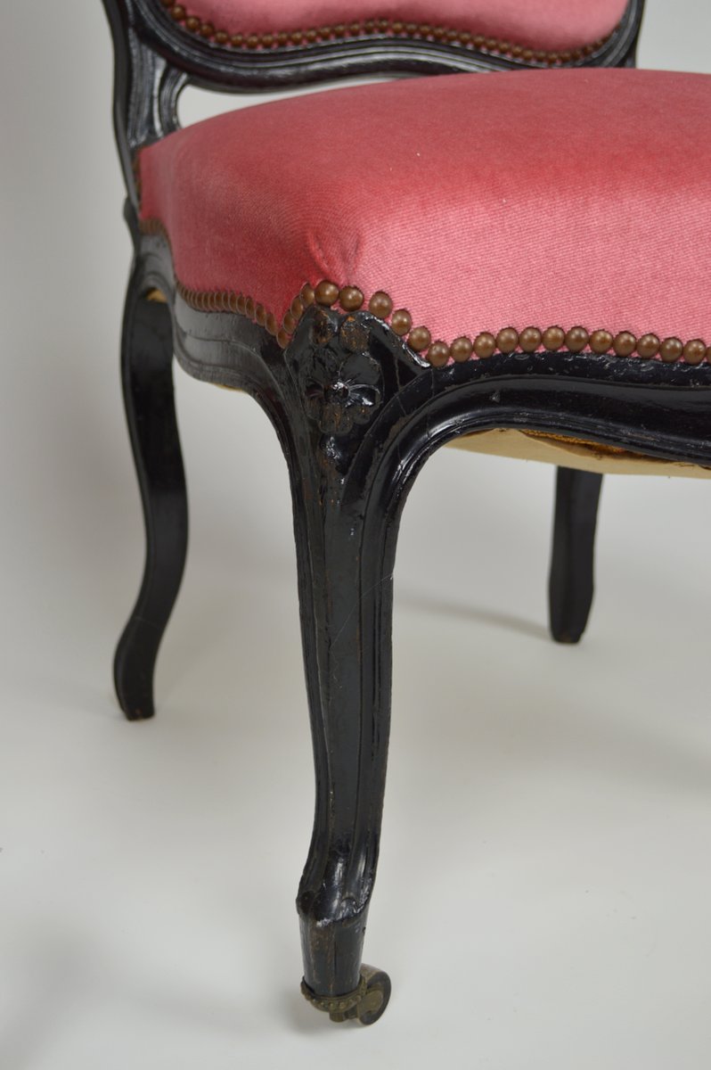 Antique Ebonised Wood Game Table and Chairs Set for sale at Pamono