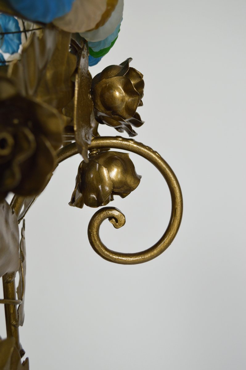 Lampada da terra Art Deco in ferro battuto e vetro, anni ...