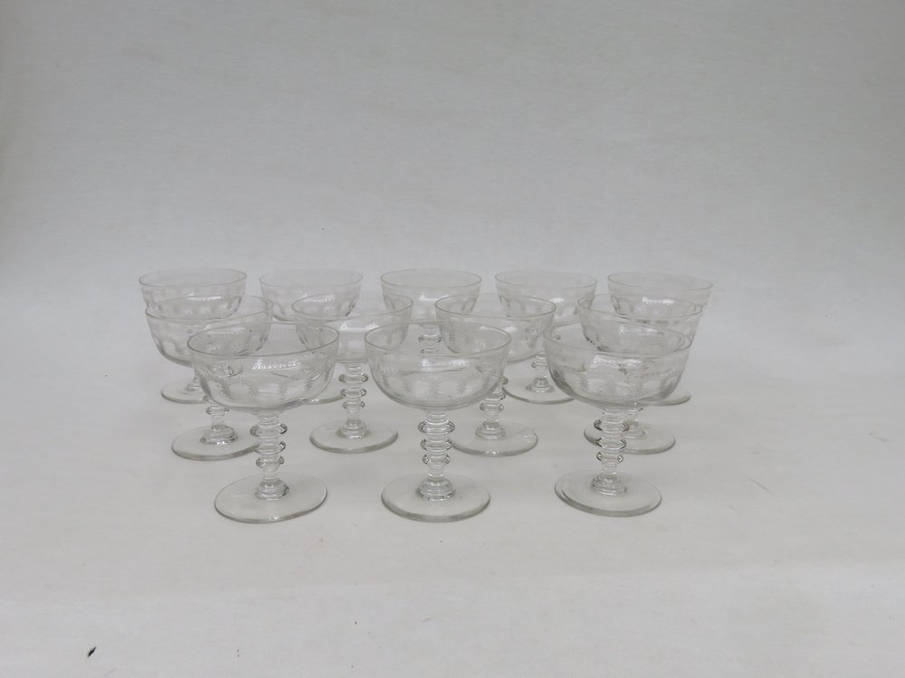 Antique French Champagne Glasses, Set of 12 for sale at Pamono