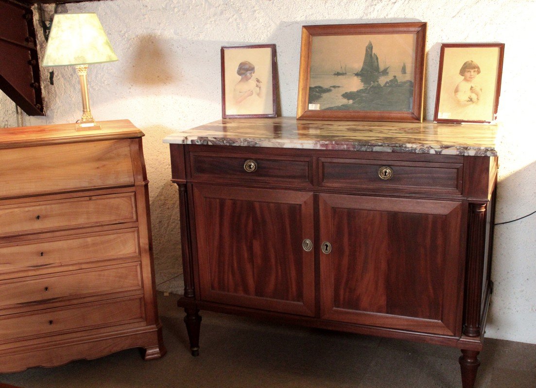Buffet Style Louis XVI Antique en Acajou et Marbre en vente sur Pamono Buffet Style Louis XVI Antique en Acajou et Marbre en vente sur Pamono