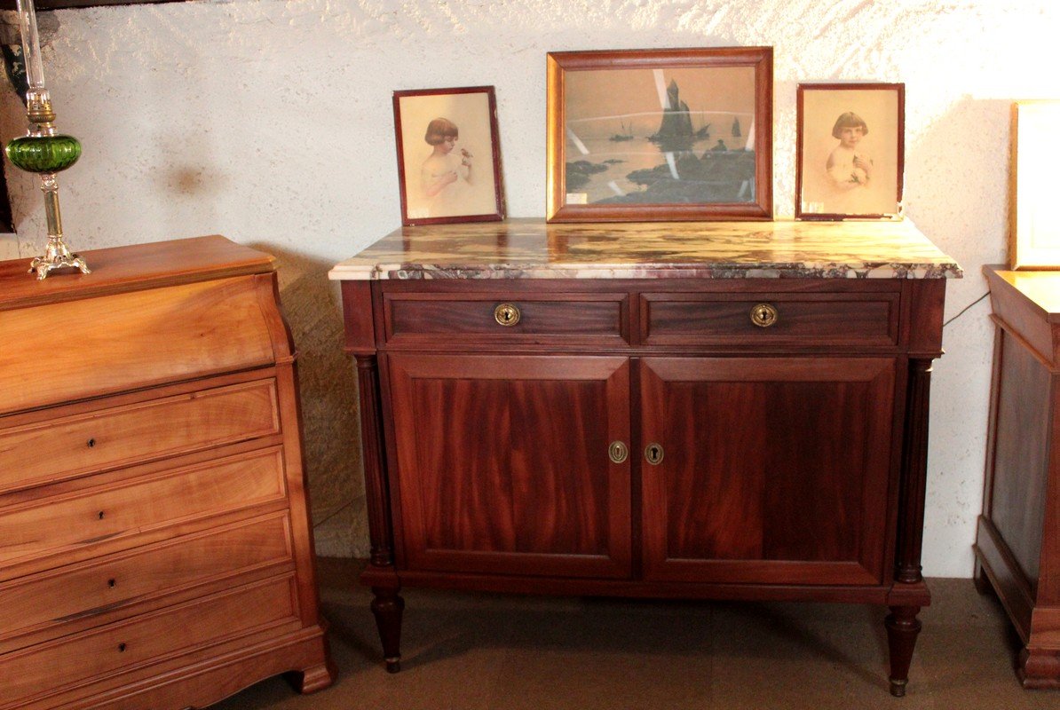 Buffet Style Louis XVI Antique en Acajou et Marbre en vente sur Pamono Buffet Style Louis XVI Antique en Acajou et Marbre en vente sur Pamono