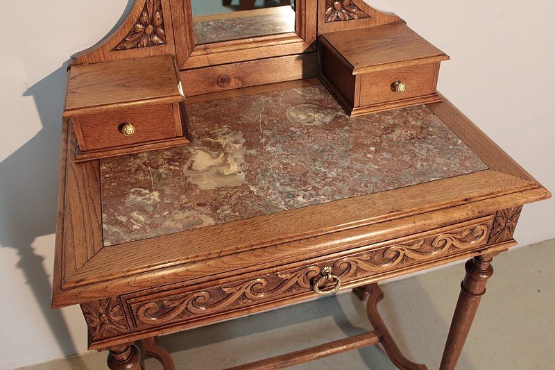 Coiffeuse Ancienne Avec Marbre Et Miroir