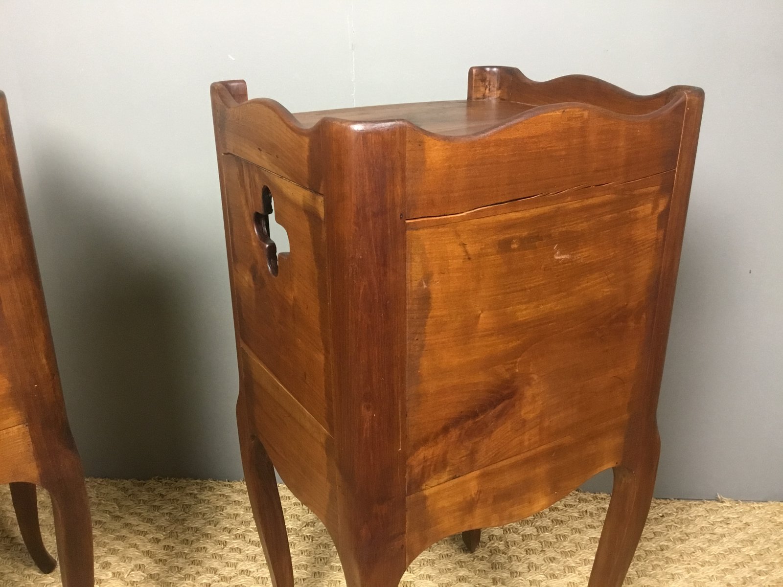 Antique Cherry Wood Nightstands, 1920s, Set of 2 for sale at Pamono
