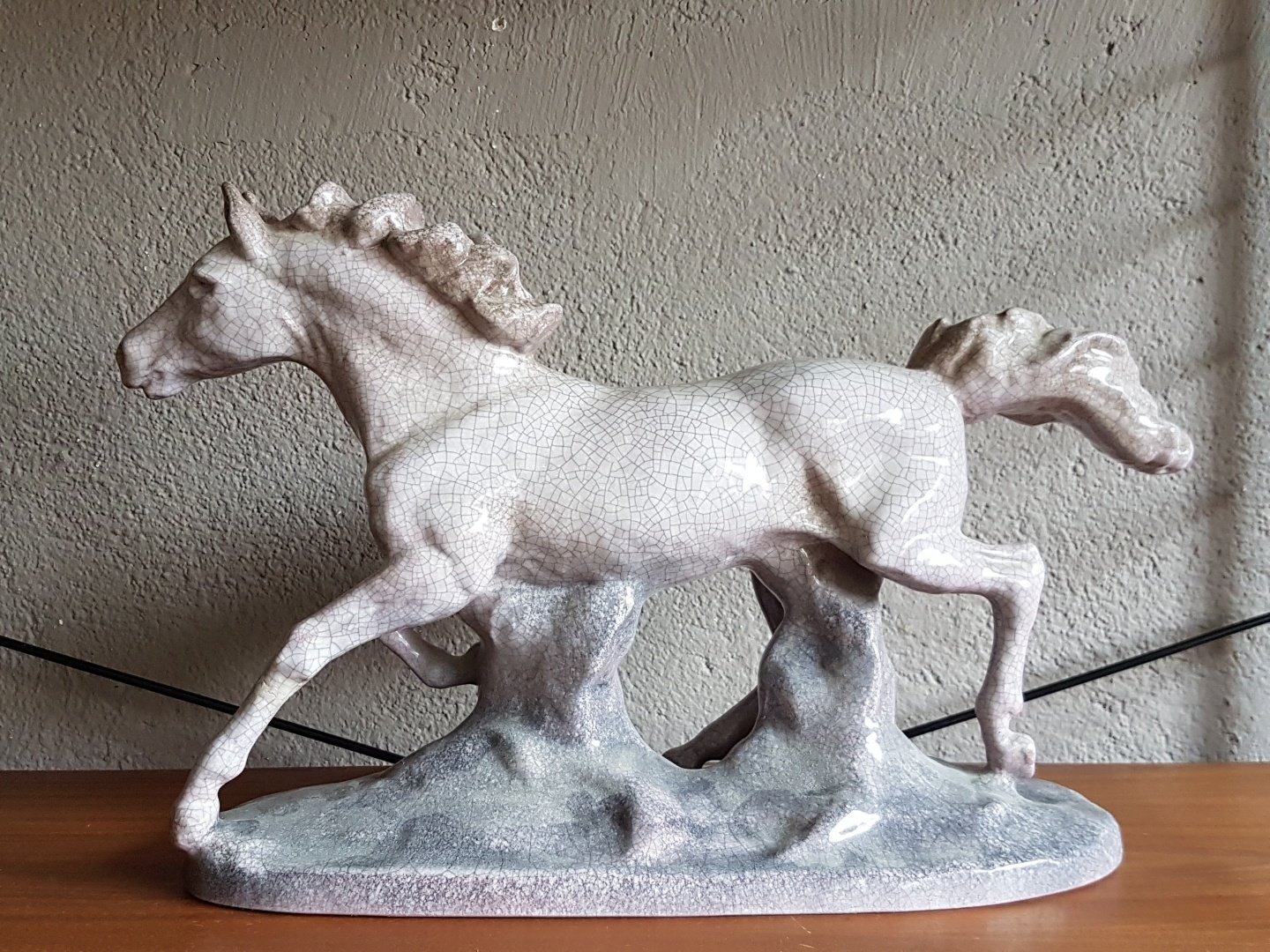 Large Vintage Cracked Ceramic Horse, 1940s for sale at Pamono